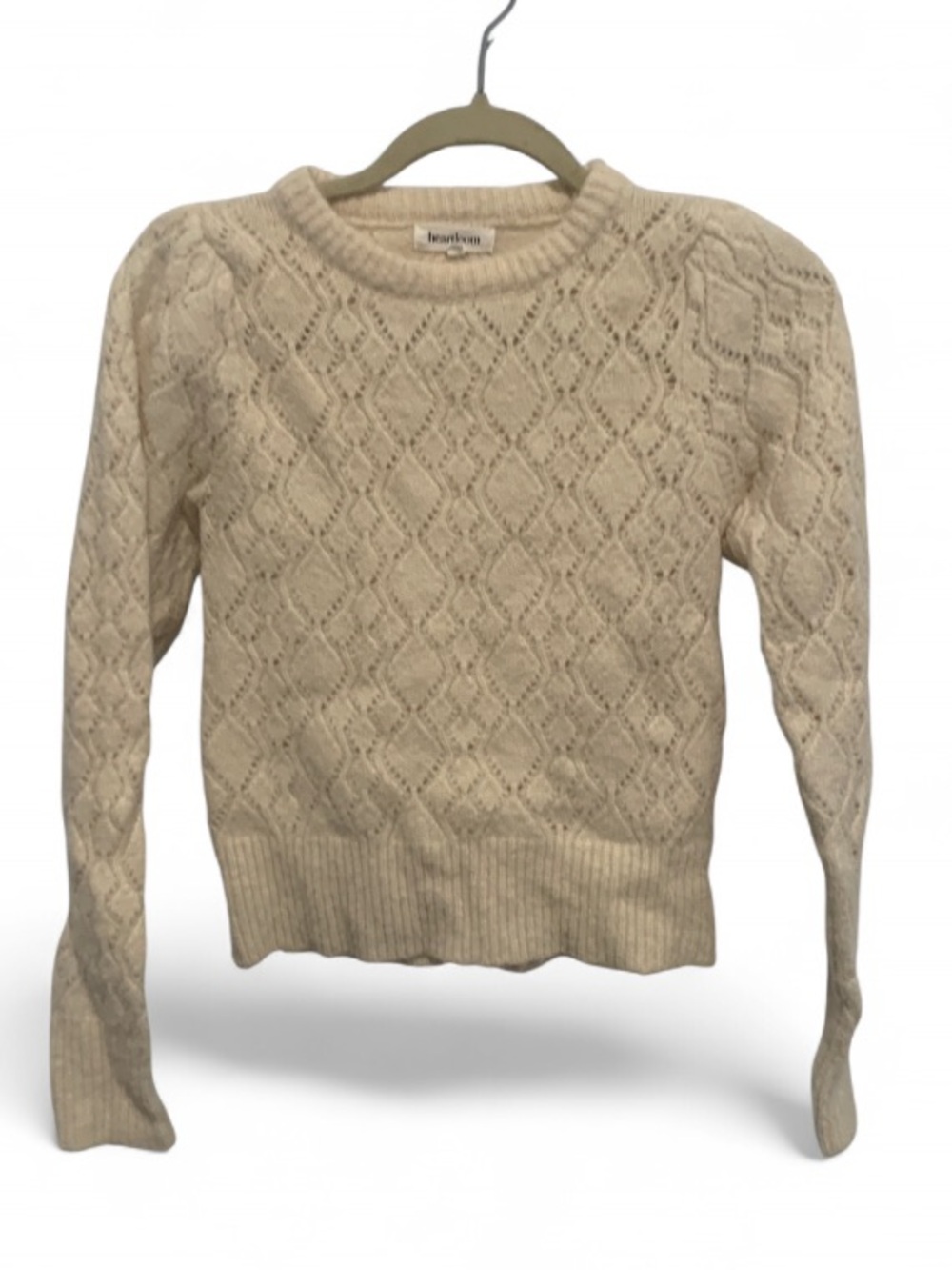 Heartloom Ivory Diamond Cable Crewneck Sweater